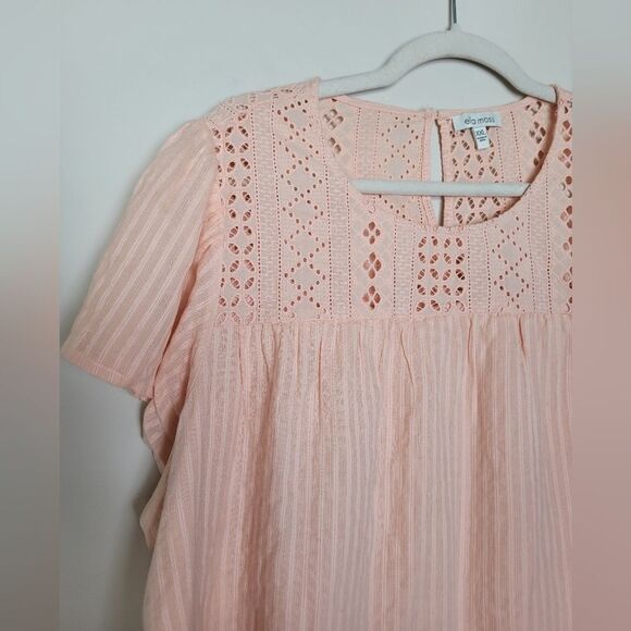 Ella Moss Pink Blouse Top Plus Size XXL Lace Cottagecore Flounce Romantic Girly - Picture 6 of 12